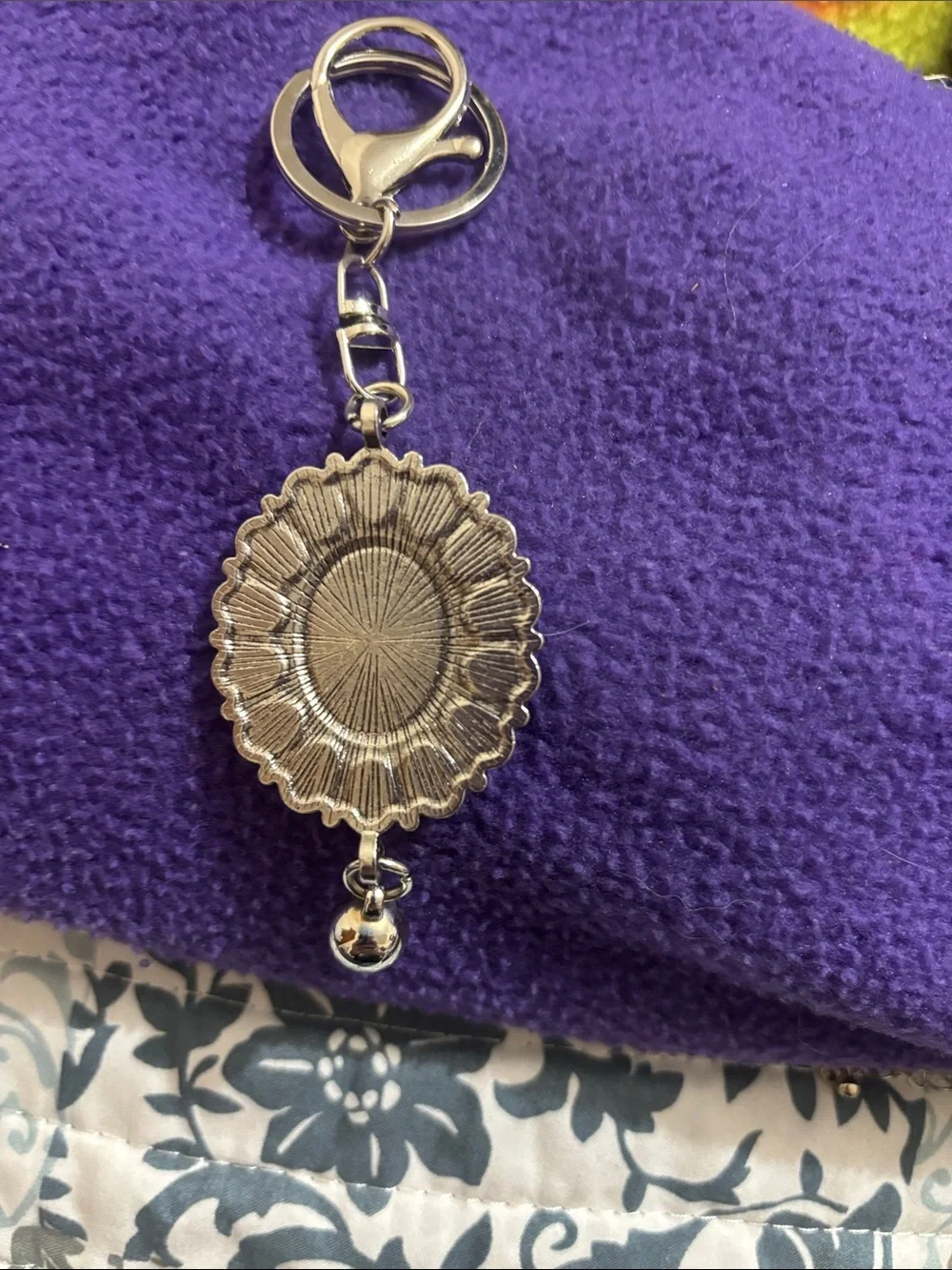 Pink Stone Floral Keychain with Silver Hardware